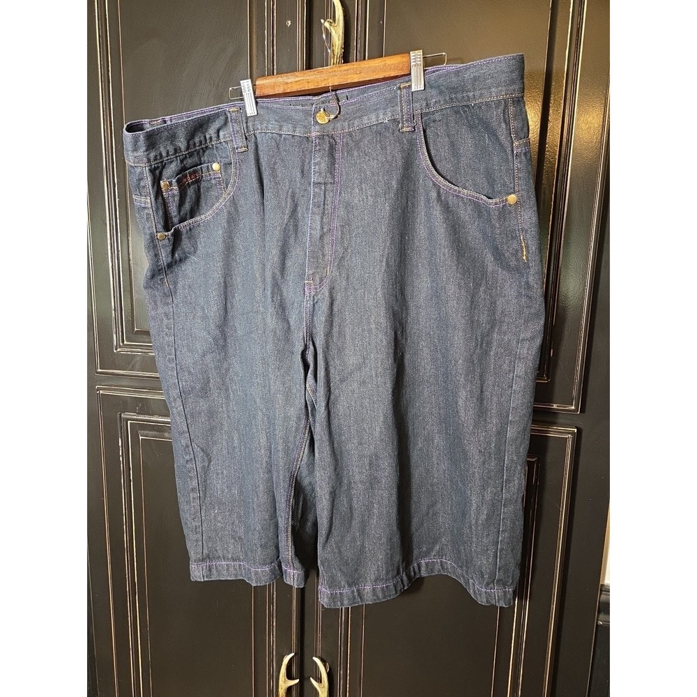 Vintage Red Ape Shorts 48 Mens Denim Y2K Blue Jean Embroidered HipHop Hipster